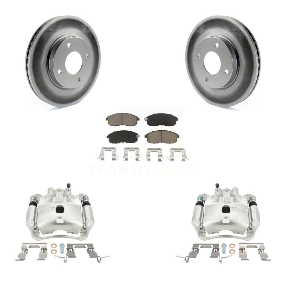 Front Disc Brake Caliper Coated Rotors And Ceramic Pads Kit For Nissan Versa Cube KCG-100727C