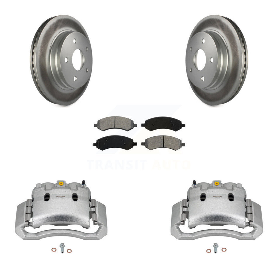 Front Disc Brake Caliper Coated Rotors And Semi-Metallic Pads Kit For Dodge Ram 1500 KCG-100728S