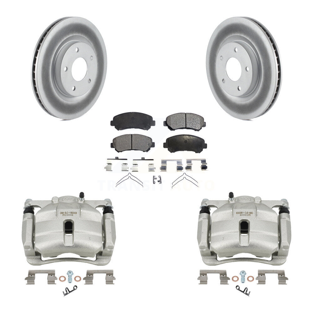 Front Disc Brake Caliper Coated Rotors And Ceramic Pads Kit For Nissan Rogue Select KCG-100728T