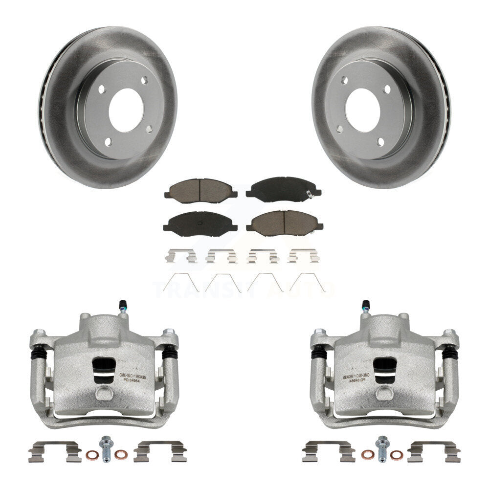 Front Disc Brake Caliper Coat Rotors And Ceramic Pad Kit For 2009-2011 Nissan Versa 1.6L KCG-100729C