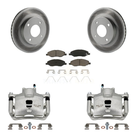 Front Disc Brake Caliper Coat Rotors And Ceramic Pad Kit For 2009-2011 Nissan Versa 1.6L KCG-100729C