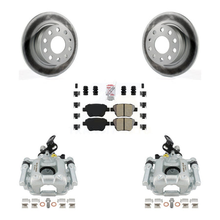 Rear Disc Brake Caliper Coated Rotors And Semi-Metallic Pads Kit For Volkswagen GTI Eos With 253mm Diameter Rotor KCG-100729N by Transit Auto