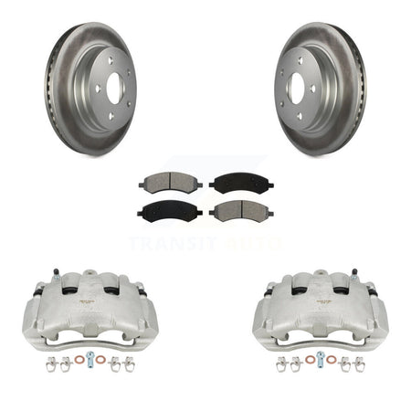 Front Disc Brake Caliper Coated Rotors And Semi-Metallic Pads Kit For Dodge Ram 1500 KCG-100729S