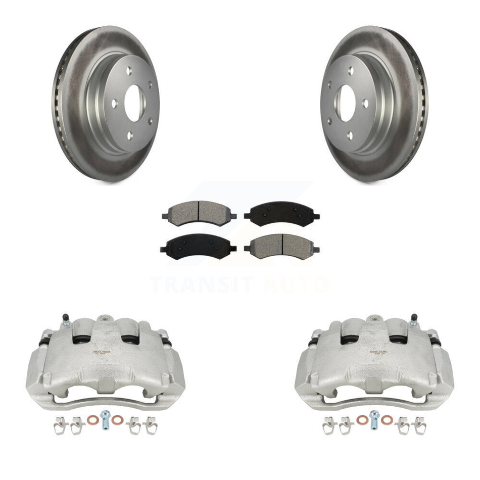 Front Disc Brake Caliper Coated Rotors And Semi-Metallic Pads Kit For Dodge Ram 1500 KCG-100729S