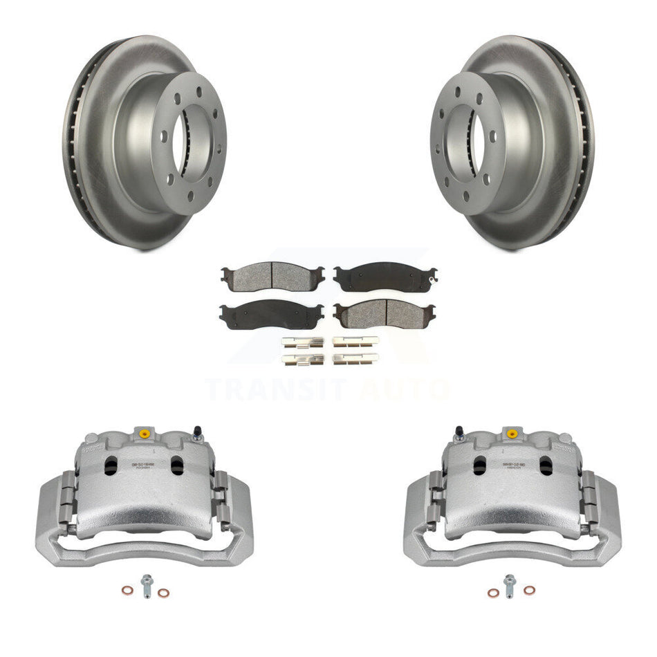 Front Disc Brake Caliper Coat Rotor & Semi-Metallic Pad Kit For Dodge Ram 1500 3500 2500 KCG-100730S