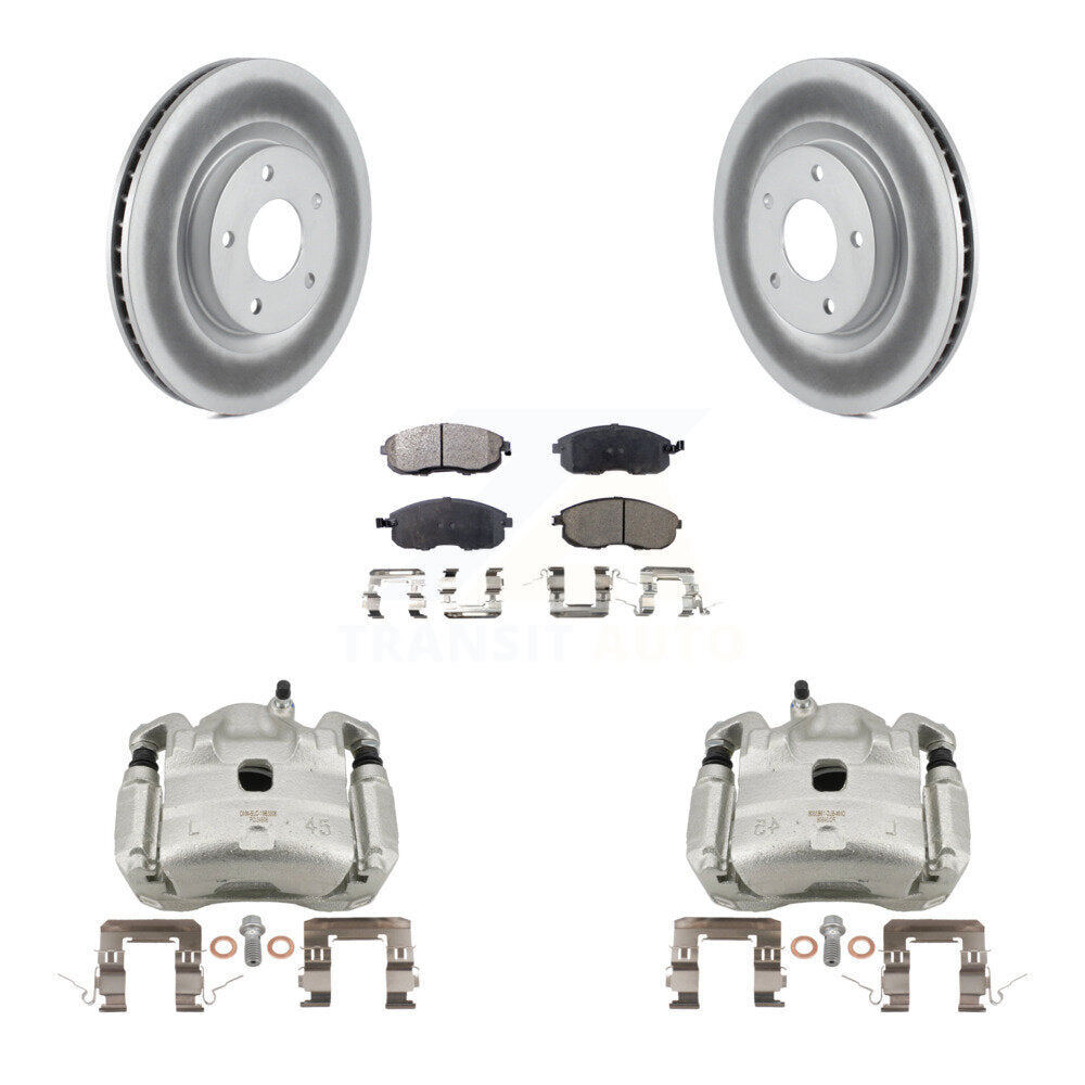 Front Brake Caliper Coat Rotors & Ceramic Pad Kit For 07-10 Nissan Sentra SE-R with 2.5L KCG-100730T