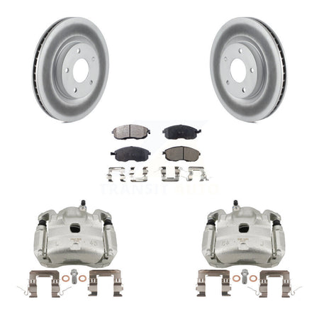 Front Brake Caliper Coat Rotors & Ceramic Pad Kit For 07-10 Nissan Sentra SE-R with 2.5L KCG-100730T
