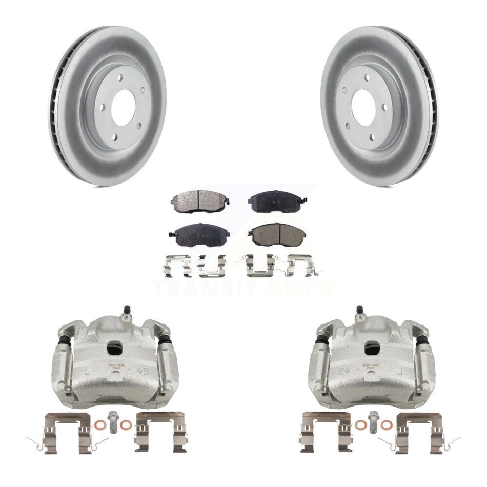 Front Brake Caliper Coat Rotors & Ceramic Pad Kit For 07-10 Nissan Sentra SE-R with 2.5L KCG-100730T