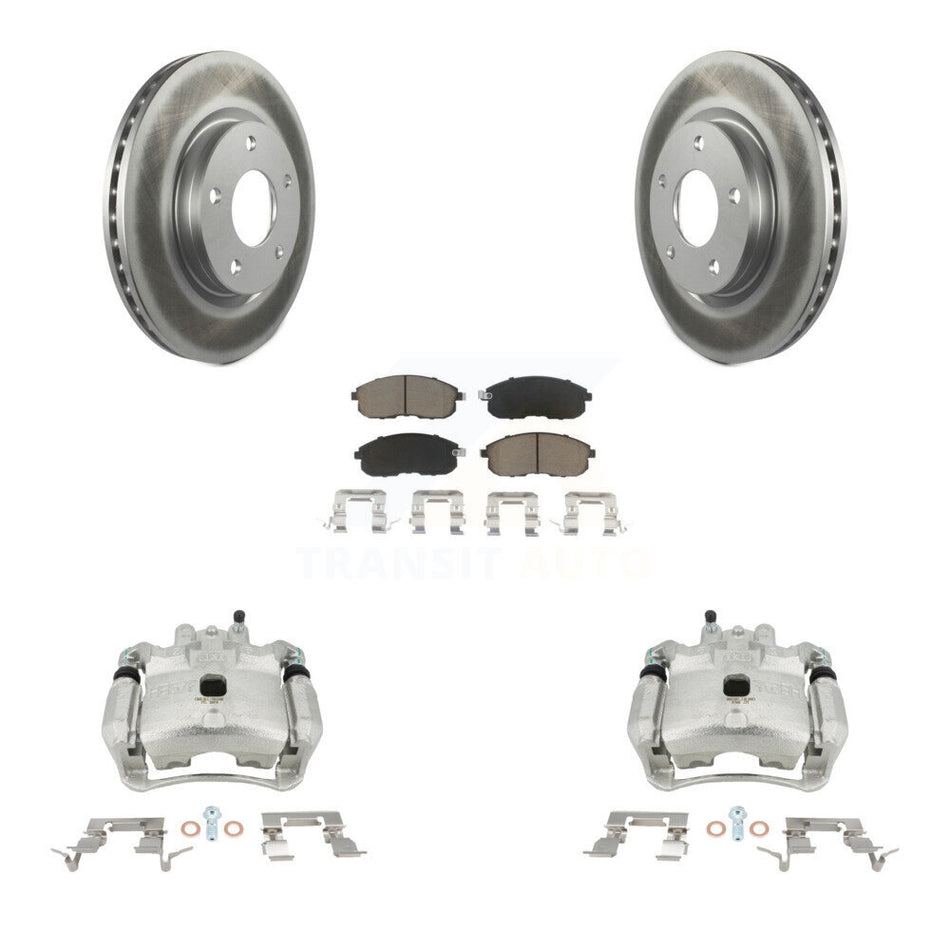 Front Disc Brake Caliper Coated Rotors And Ceramic Pads Kit For Nissan Sentra KCG-100731C
