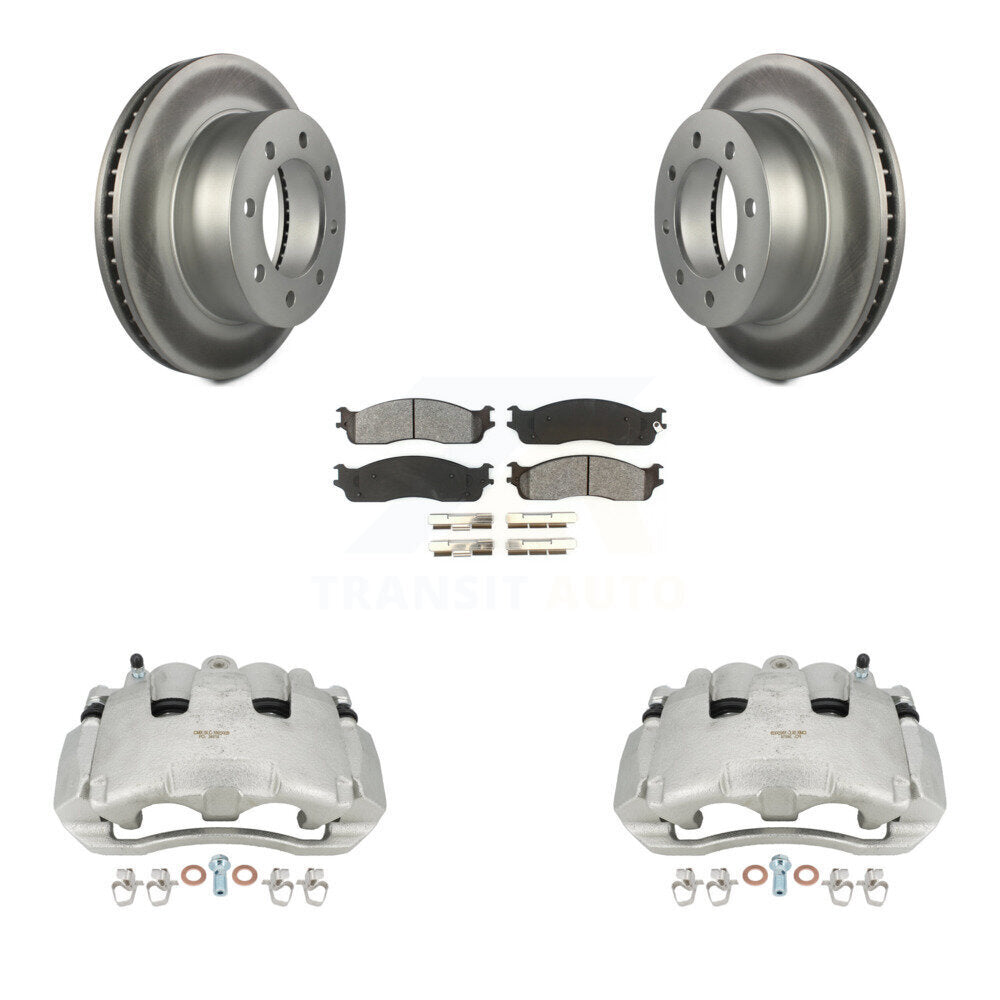 Front Disc Brake Caliper Coated Rotors And Semi-Metallic Pads Kit For Dodge Ram 1500 KCG-100731S