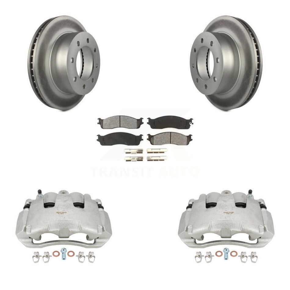 Front Disc Brake Caliper Coated Rotors And Semi-Metallic Pads Kit For Dodge Ram 1500 KCG-100731S