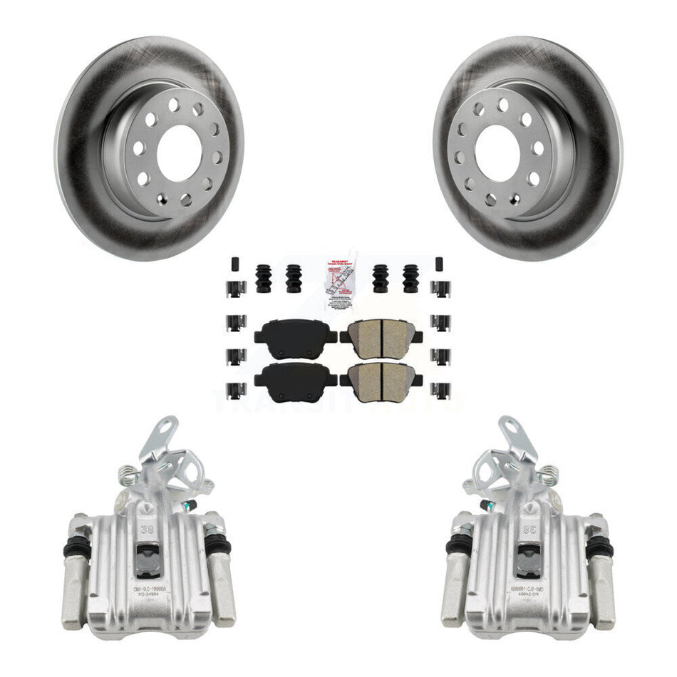 Rear Brake Caliper Coat Rotor And Semi-Metallic Pad Kit For Volkswagen Jetta Beetle Golf KCG-100733N