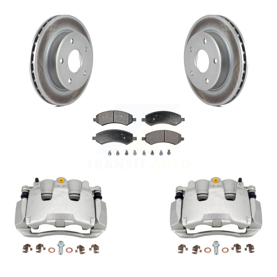 Front Disc Brake Caliper Coated Rotors And Semi-Metallic Pads Kit For Dakota Dodge Ram KCG-100733P