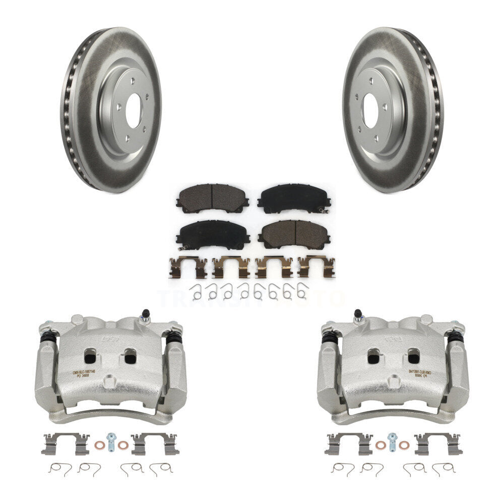 Front Disc Brake Caliper Coated Rotors And Ceramic Pads Kit For Nissan Rogue KCG-100733T
