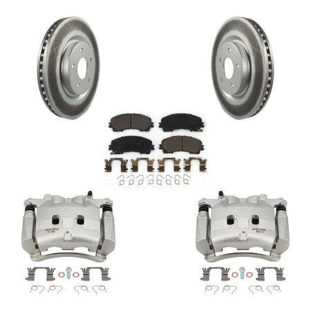 Front Disc Brake Caliper Coated Rotors And Ceramic Pads Kit For Nissan Rogue KCG-100733T