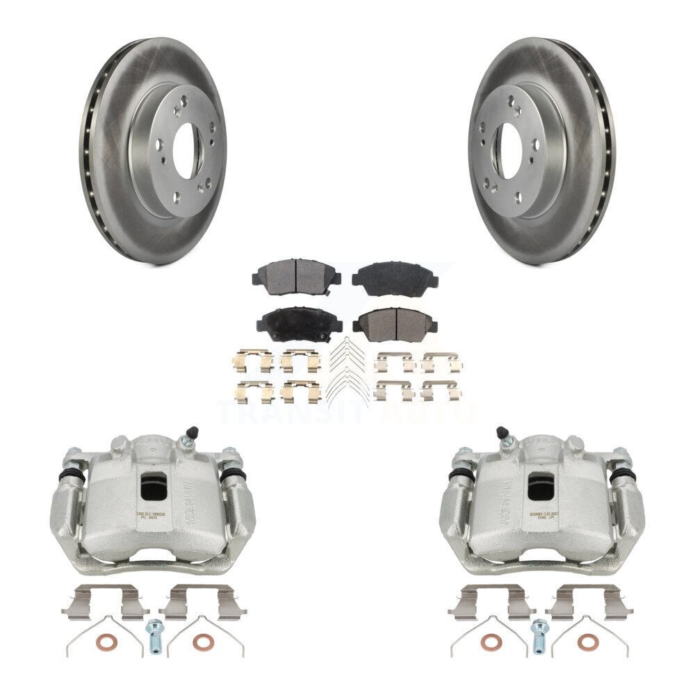 Front Disc Brake Caliper Coated Rotor And Semi-Metallic Pad Kit For 2011-2015 Honda CR-Z KCG-100734P