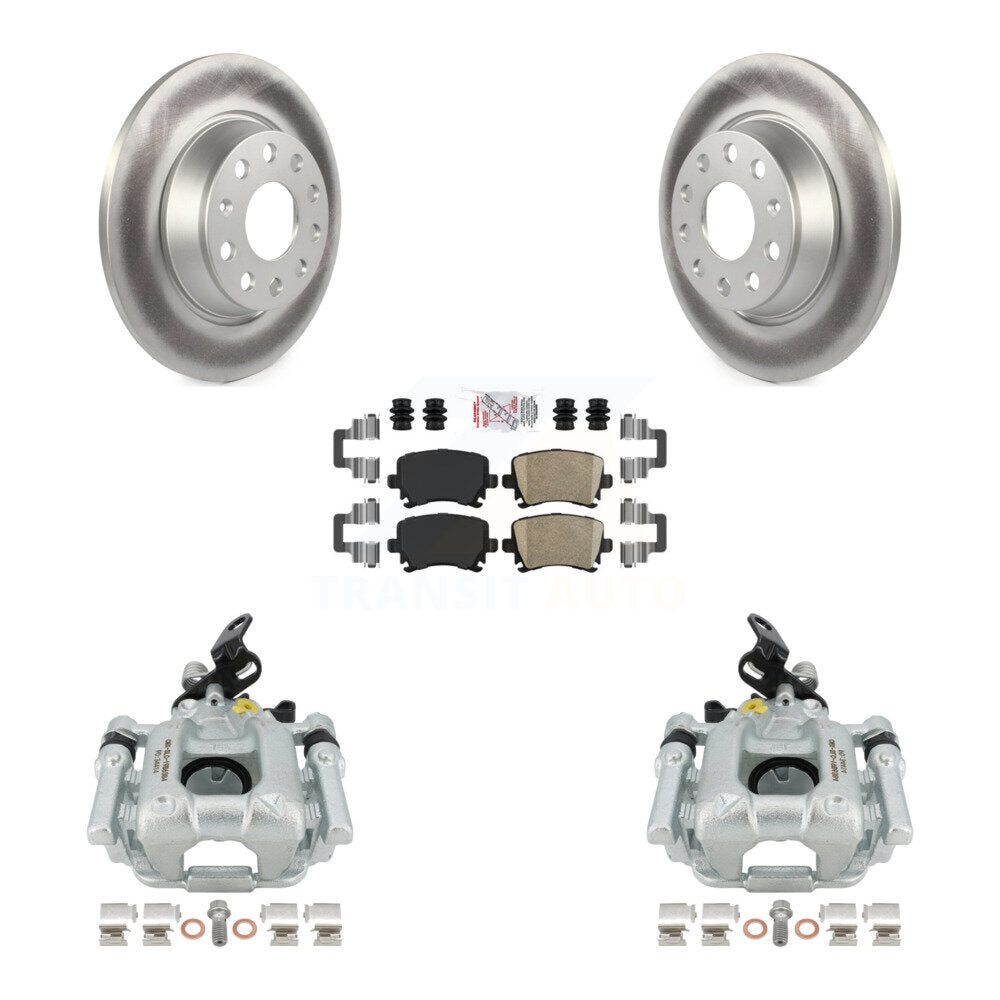 Rear Disc Brake Caliper Coated Rotors And Ceramic Pads Kit For Audi A3 Volkswagen Eos Quattro With 282mm Diameter Rotor KCG-100735N by Transit Auto