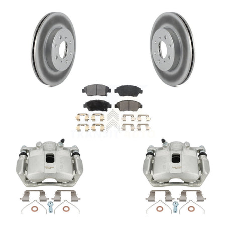 Front Disc Brake Caliper Coated Rotors And Semi-Metallic Pad Kit For 2015-2020 Honda Fit KCG-100735P