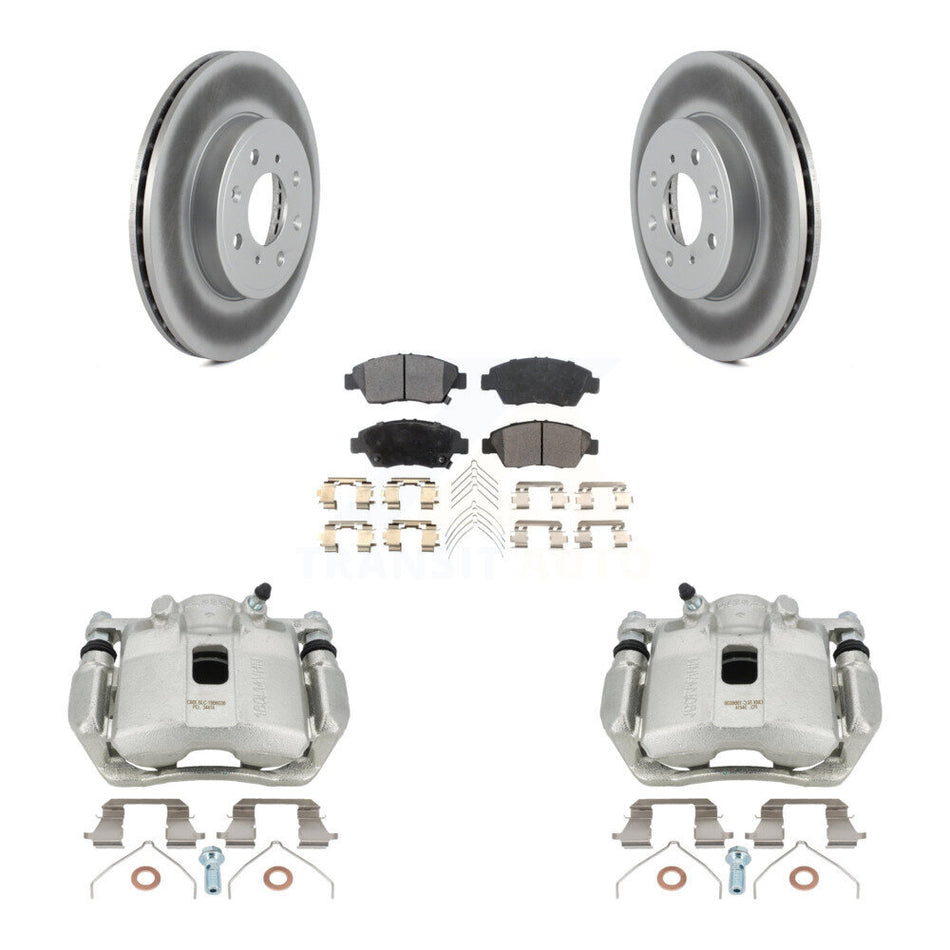 Front Disc Brake Caliper Coated Rotors And Semi-Metallic Pad Kit For 2015-2020 Honda Fit KCG-100735P