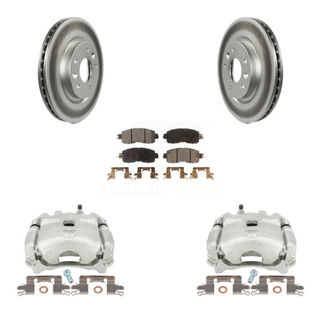 Front Disc Brake Caliper Coated Rotors And Ceramic Pads Kit For Nissan LEAF KCG-100735T