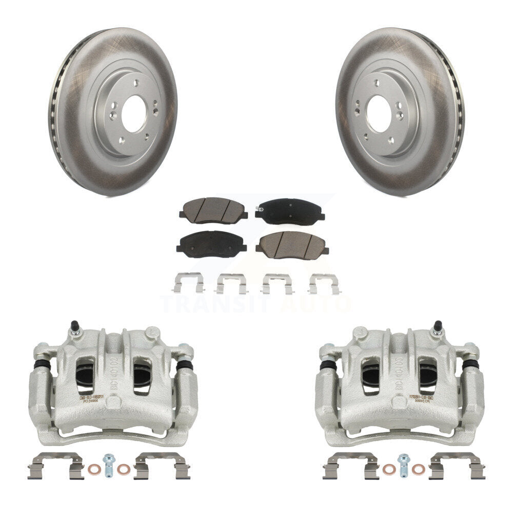 Front Brake Caliper Coat Rotors & Ceramic Pad Kit For 2013-2016 Hyundai Santa Fe XL 3.3L KCG-100736C