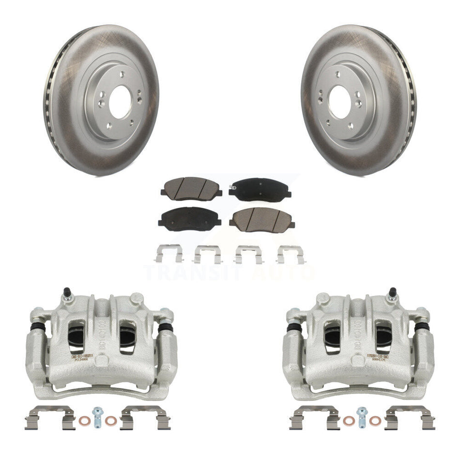 Front Brake Caliper Coat Rotors & Ceramic Pad Kit For 2013-2016 Hyundai Santa Fe XL 3.3L KCG-100736C
