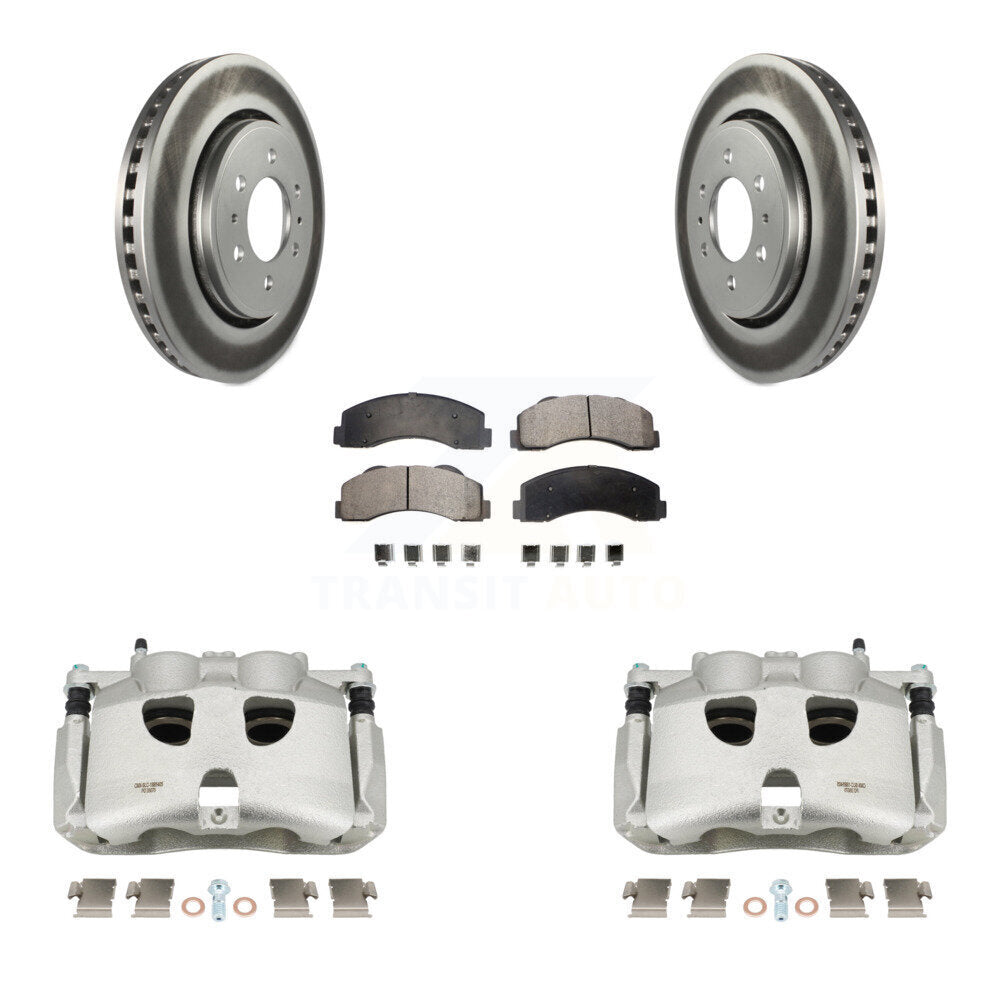 Front Disc Brake Caliper Coated Rotors And Semi-Metallic Pads Kit For Ford F-150 KCG-100736P