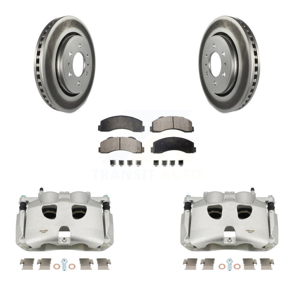 Front Disc Brake Caliper Coated Rotors And Semi-Metallic Pads Kit For Ford F-150 KCG-100736P