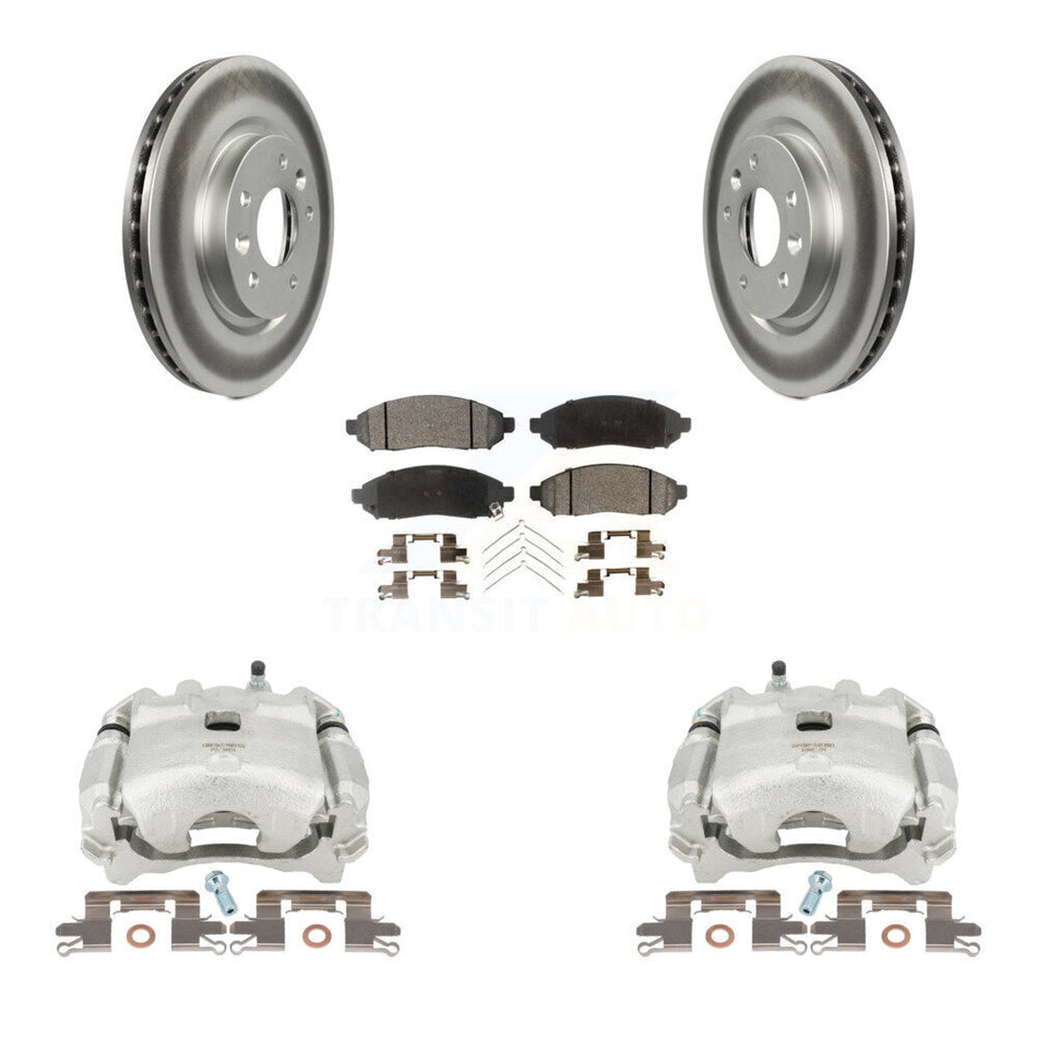 Front Disc Brake Caliper Coated Rotors And Ceramic Pads Kit For Nissan LEAF KCG-100736T