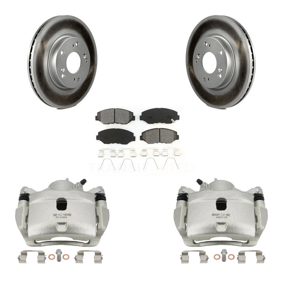 Front Disc Brake Caliper Coated Rotors And Semi-Metallic Pad Kit For 2013 Acura ILX 2.0L KCG-100738S