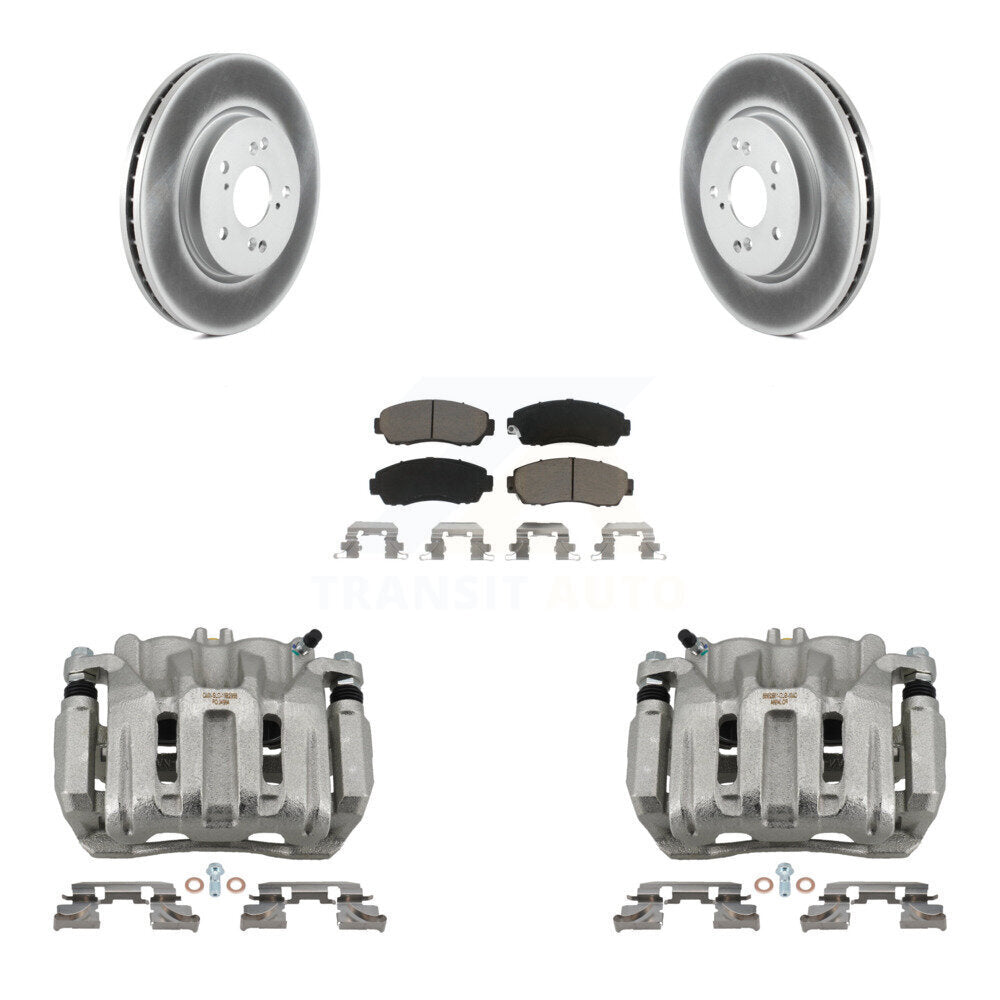 Front Brake Caliper Coat Rotor Ceramic Pad Kit For Honda CR-V Acura RDX Accord Crosstour KCG-100739C