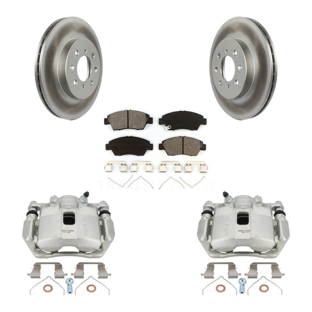 Front Disc Brake Caliper Coated Rotors And Semi-Metallic Pads Kit For Honda Fit KCG-100739S