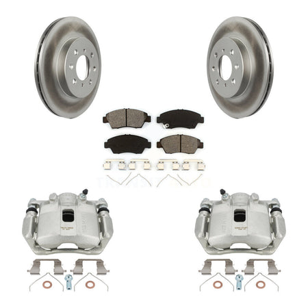 Front Disc Brake Caliper Coated Rotors And Semi-Metallic Pads Kit For Honda Fit KCG-100739S