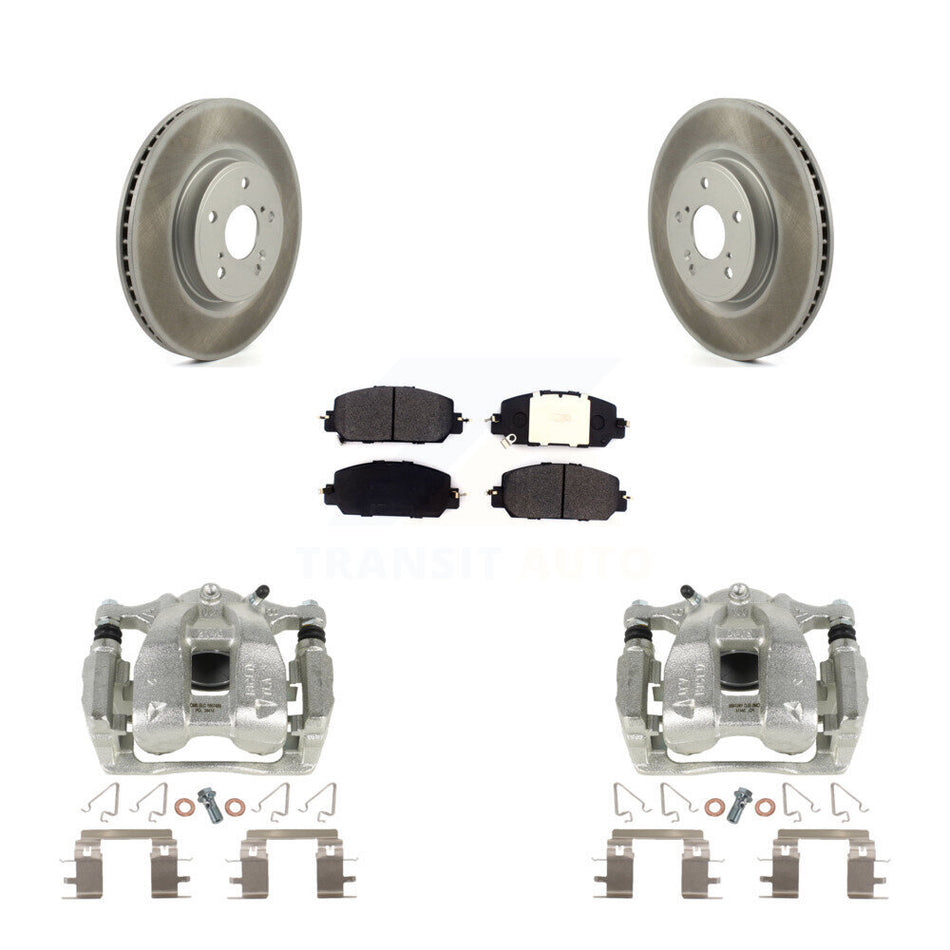 Front Disc Brake Caliper Coated Rotors And Semi-Metallic Pads Kit For Honda CR-V KCG-100740P