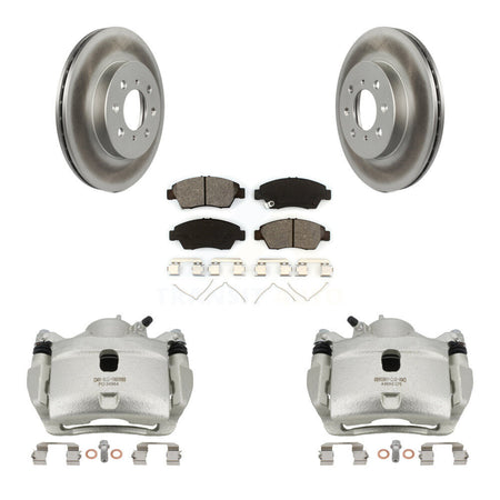 Front Disc Brake Caliper Coat Rotor Semi-Metallic Pad Kit For 2014 Honda Fit LX Sport DX KCG-100740S