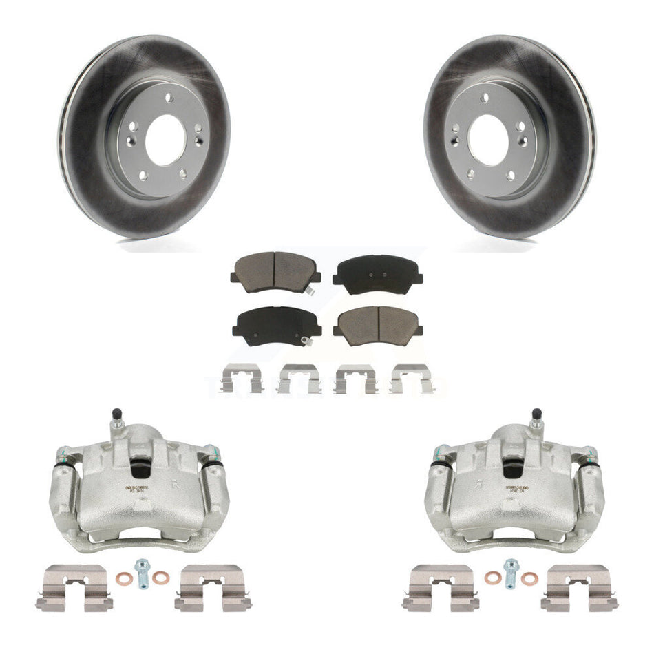 Front Disc Brake Caliper Coated Rotors And Ceramic Pads Kit For 2012 Hyundai Veloster KCG-100741C