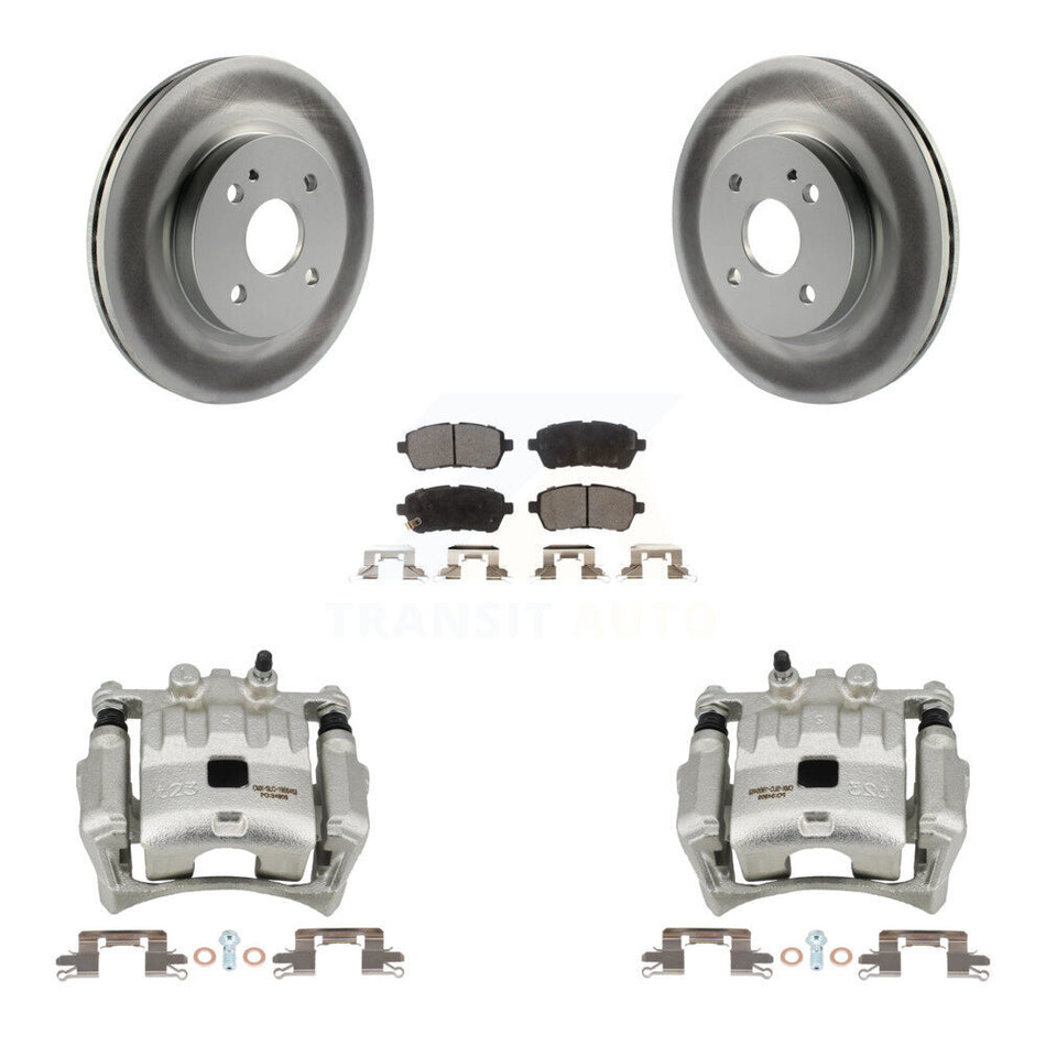 Front Disc Brake Caliper Coated Rotors And Ceramic Pads Kit For 2011-2014 Mazda 2 KCG-100741T