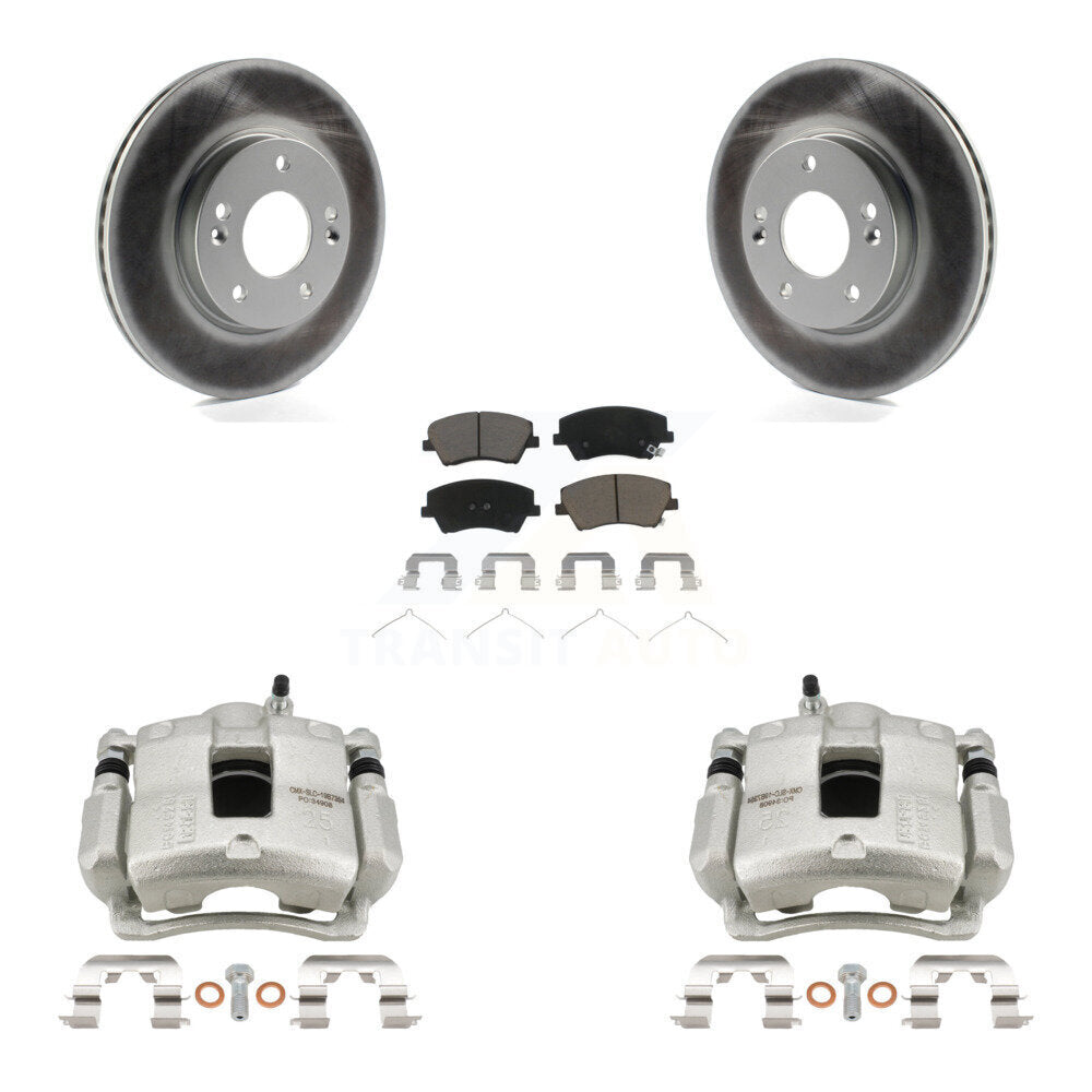 Front Disc Brake Caliper Coated Rotors And Ceramic Pads Kit For Hyundai Elantra KCG-100742C