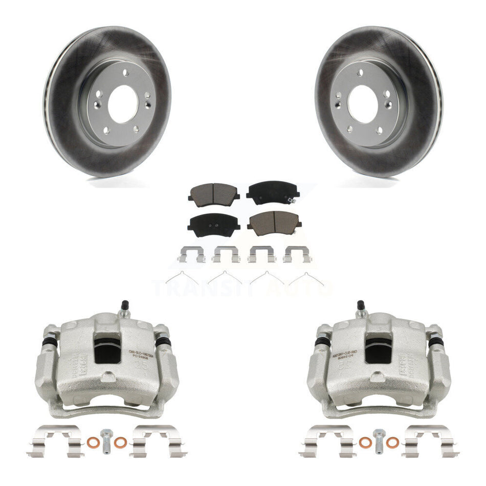 Front Disc Brake Caliper Coated Rotors And Ceramic Pads Kit For Hyundai Elantra KCG-100742C