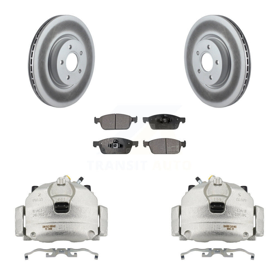 Front Brake Caliper Coat Rotor Semi-Metallic Pad Kit For Ford Escape Transit Connect MKC KCG-100742P