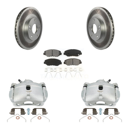Front Disc Brake Caliper Coat Rotors & Semi-Metallic Pad Kit For 2003-2011 Honda Element KCG-100742S