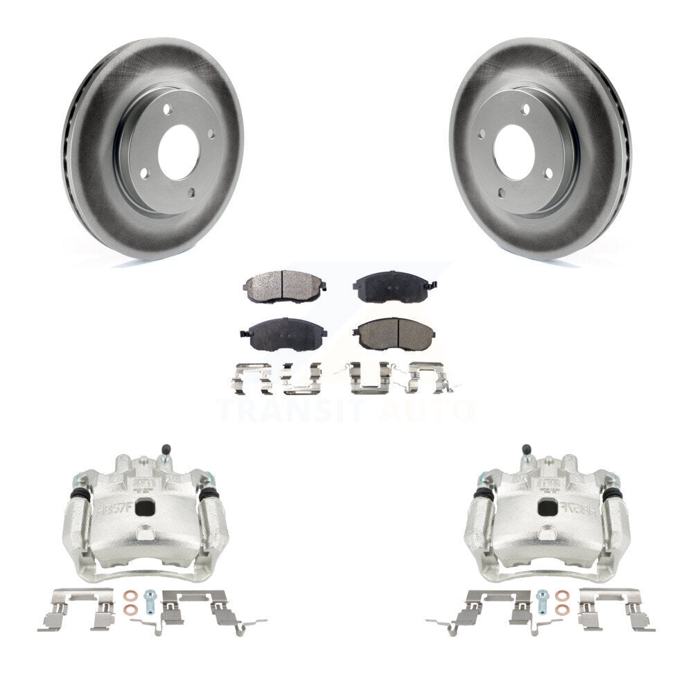 Front Disc Brake Caliper Coated Rotors And Ceramic Pads Kit For Nissan Versa Cube KCG-100742T