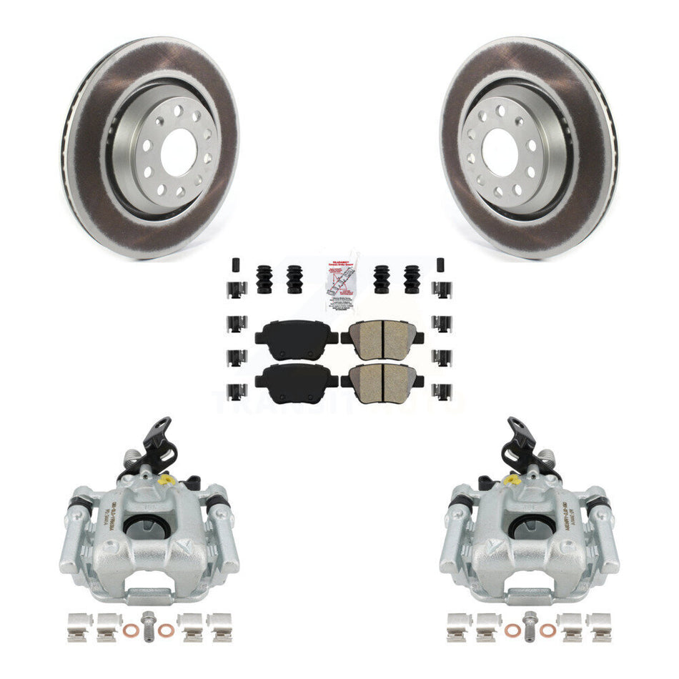 Rear Disc Brake Caliper Coated Rotors And Semi-Metallic Pads Kit For 2013 Volkswagen GTI With 310mm Diameter Rotor KCG-100743N