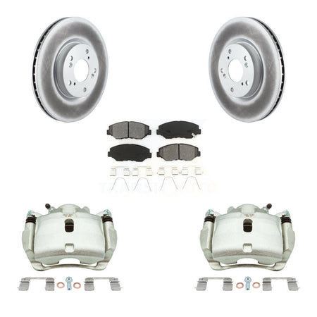 Front Disc Brake Caliper Coated Rotor And Semi-Metallic Pad Kit For 2005-2006 Honda CR-V KCG-100743S