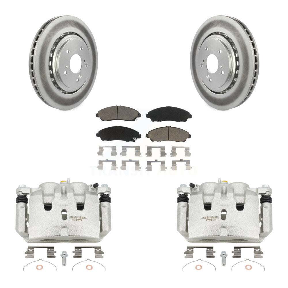 Front Disc Brake Caliper Coated Rotors And Ceramic Pads Kit For 2014-2016 Acura MDX KCG-100744C