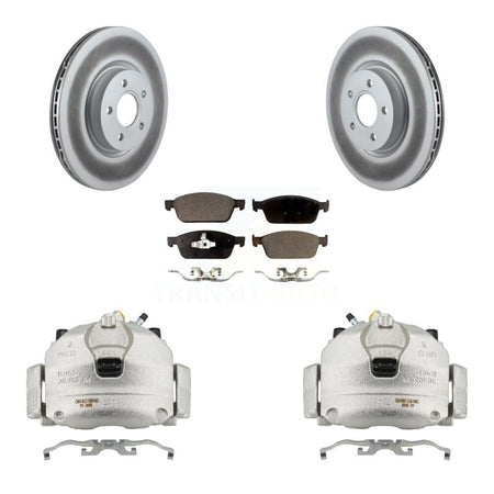 Front Disc Brake Caliper Coat Rotors & Semi-Metallic Pad Kit For 2013-2018 Ford Focus ST KCG-100744P