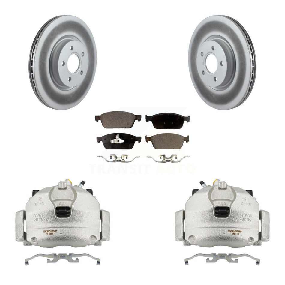 Front Disc Brake Caliper Coat Rotors & Semi-Metallic Pad Kit For 2013-2018 Ford Focus ST KCG-100744P