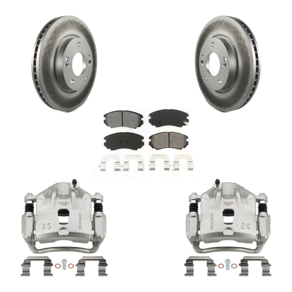 Front Disc Brake Caliper Coated Rotors And Semi-Metallic Pads Kit For 2012-2013 Kia Soul KCG-100744S