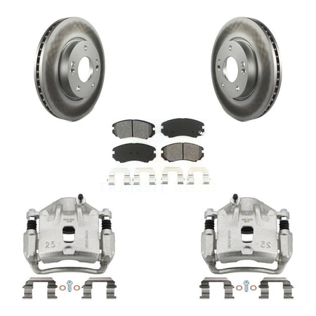 Front Disc Brake Caliper Coated Rotors And Semi-Metallic Pads Kit For 2012-2013 Kia Soul KCG-100744S