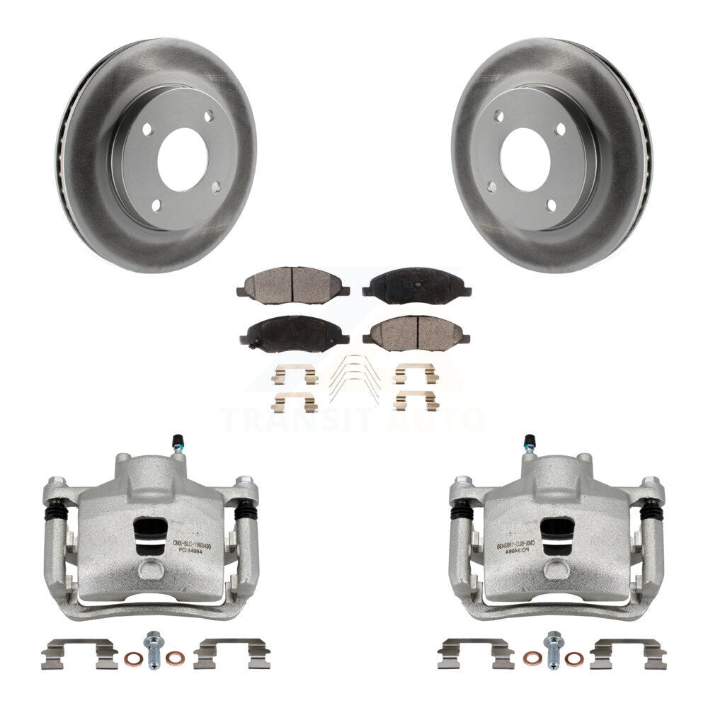 Front Disc Brake Caliper Coat Rotors And Ceramic Pad Kit For 2009-2011 Nissan Versa 1.6L KCG-100744T